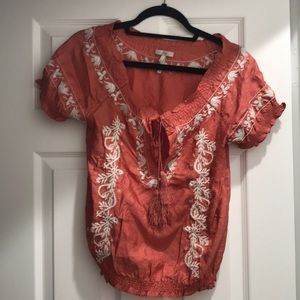 Joie burnt orange tassel top